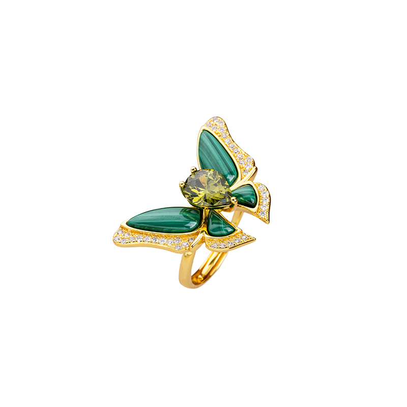 Malachite Butterfly Ring - Elegant & Natural Chic