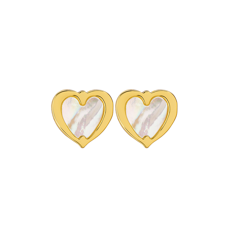 Deep Sea MOP Heart Studs - Sweet Beachy Vibes