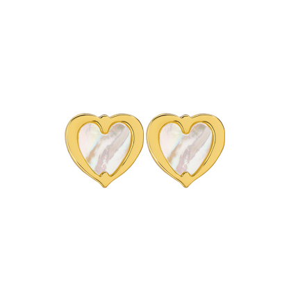 Deep Sea MOP Heart Studs - Sweet Beachy Vibes