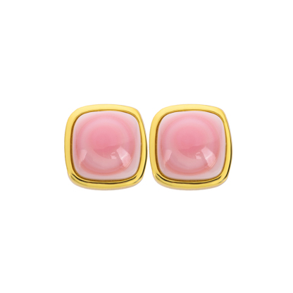 Natural Conch Square Earrings: Chic & Refined