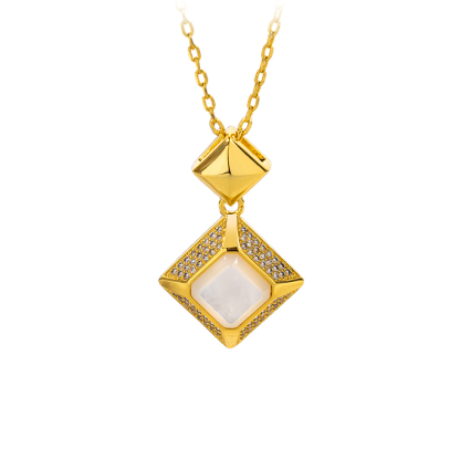 Natural White MOP Cube Choker: Elegant French Necklace