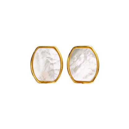 Elegant Square White Mother Pearl Earrings - Unique Minimalist