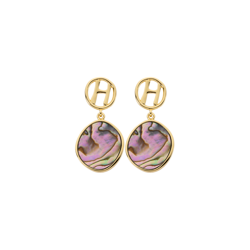 Iridescent Abalone Round Earrings | Vintage Euro Chic