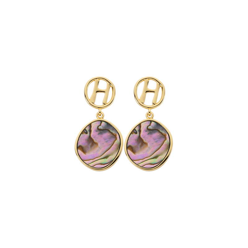 Iridescent Abalone Round Earrings | Vintage Euro Chic