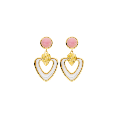 Western Chic Heart Earrings - Natural MOP & Queen Conch