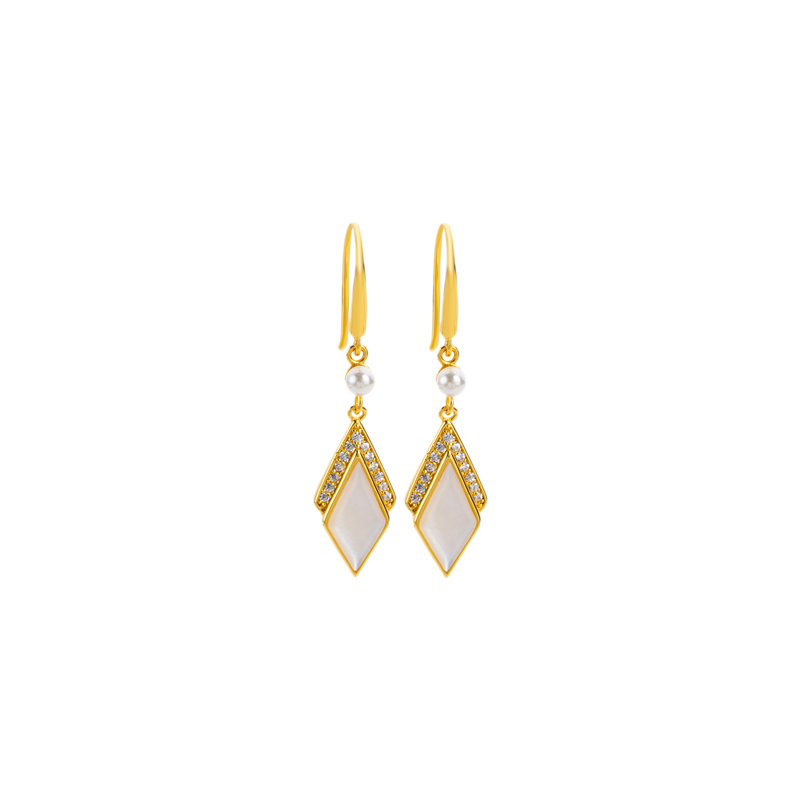 Elegant Rhombus White MOP Earrings | Chic Studs 