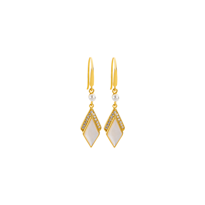 Elegant Rhombus White MOP Earrings | Chic Studs 