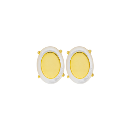 Viral 18K Gold Oval Studs - K-Style MOP