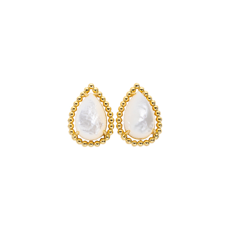 Ocean MOP Teardrop Studs - French Vintage 18K Gold Plated