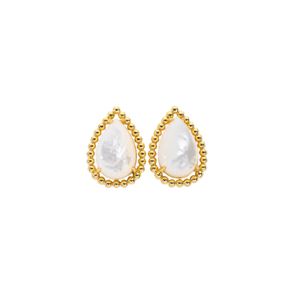 Ocean MOP Teardrop Studs - French Vintage 18K Gold Plated