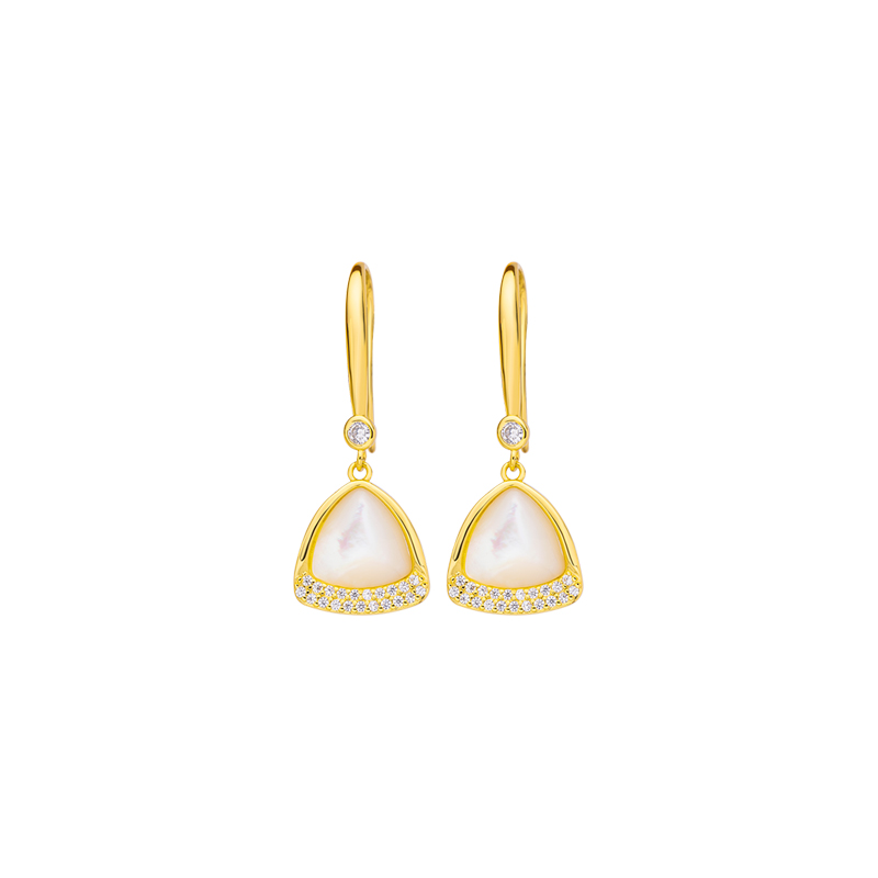 Luxury White MOP Triangular Drop Earrings - Minimalist Korean Design
