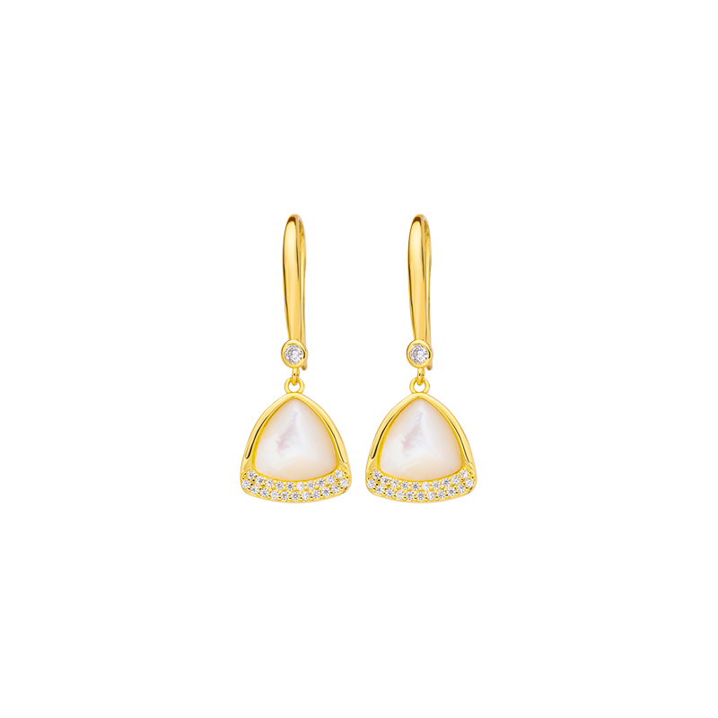 Luxury White MOP Triangular Drop Earrings - Minimalist Korean Design