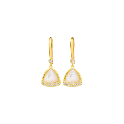 Luxury White MOP Triangular Drop Earrings - Minimalist Korean Design