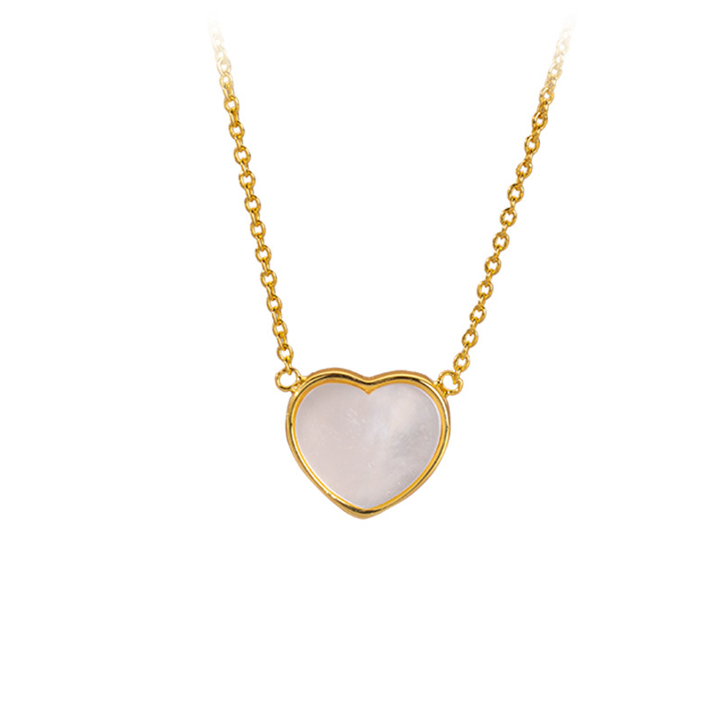 Sweet Girly Heart Necklace - Natural White Mother of Pearl