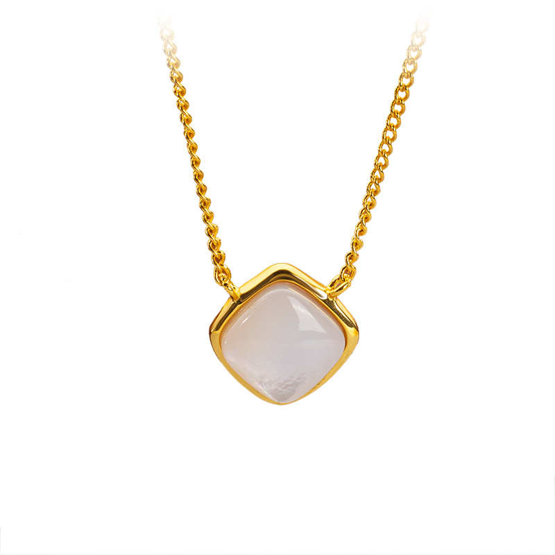 Cubic White Mother of Pearl Collar Necklace | Minimalist Chic