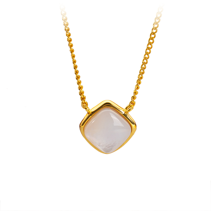 Cubic White Mother of Pearl Collar Necklace | Minimalist Chic