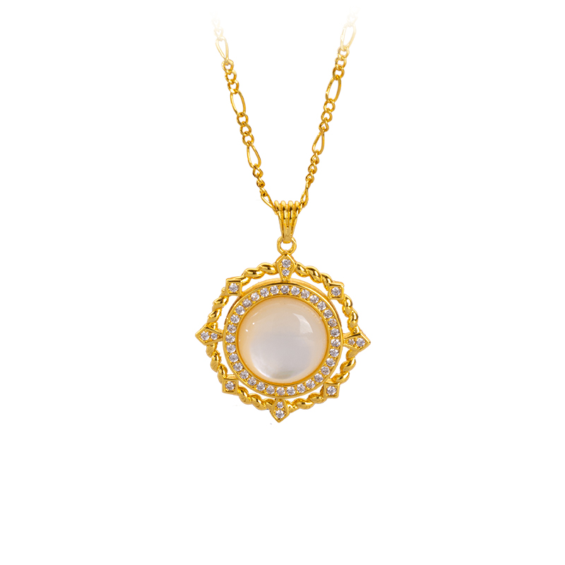 Royal-Inspired Round MOP Pendant - Vintage & Versatile