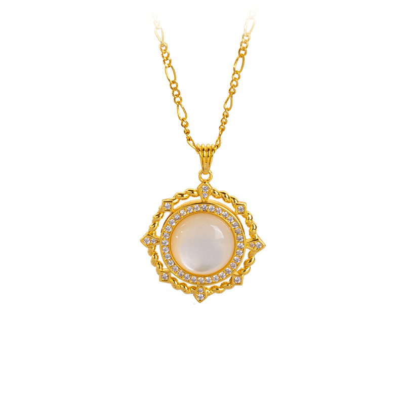 Royal-Inspired Round MOP Pendant - Vintage & Versatile