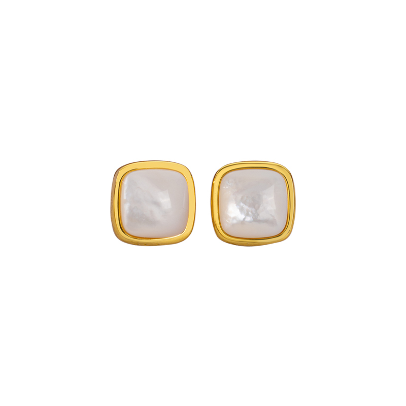 White Mother of Pearl Sugar Loaf Stud Earrings - Classic & Elegant
