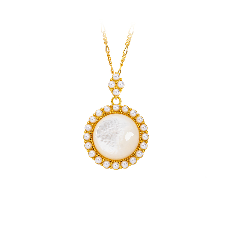 Elegant Round Natural Mother of Pearl Necklace