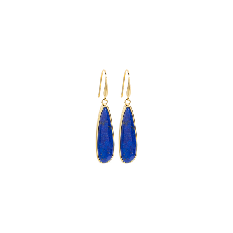 Minimalist Lapis Lazuli Teardrop Dangle Earrings