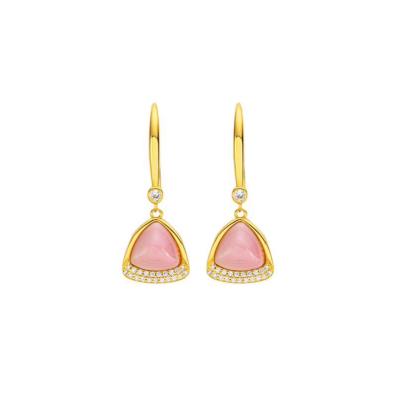 Korean Style Pink Triangular Queen Conch Shell Earrings - Elegant Designer 