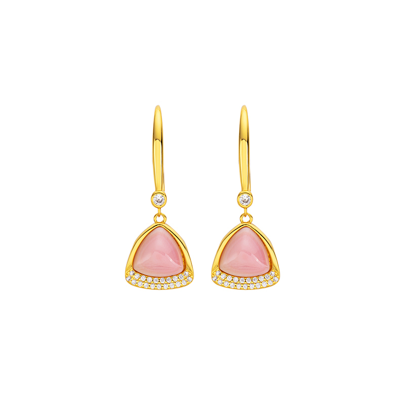 Korean Style Pink Triangular Queen Conch Shell Earrings - Elegant Designer 