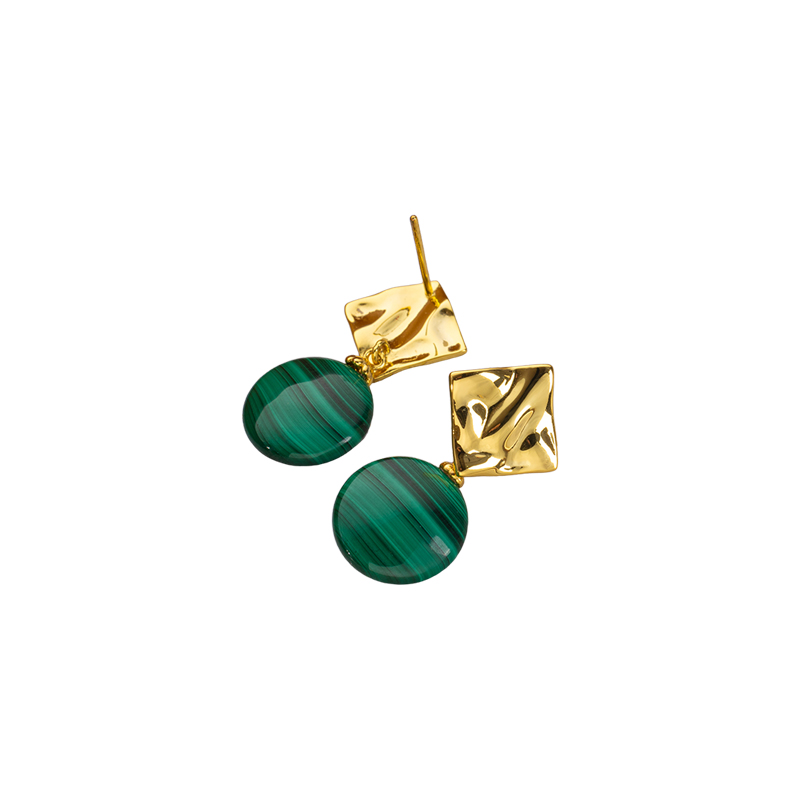 Hammered Malachite Geometric Earrings - Korean Style Drop Earrings