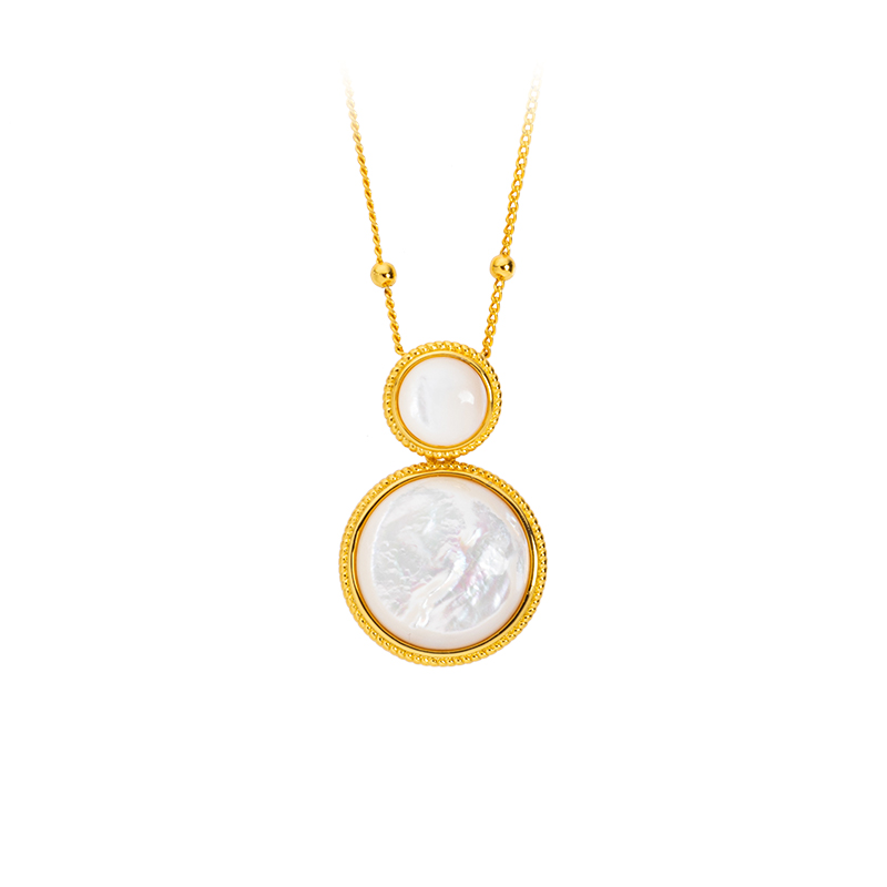 Minimalist Classic White MOP Double Circle Pendant