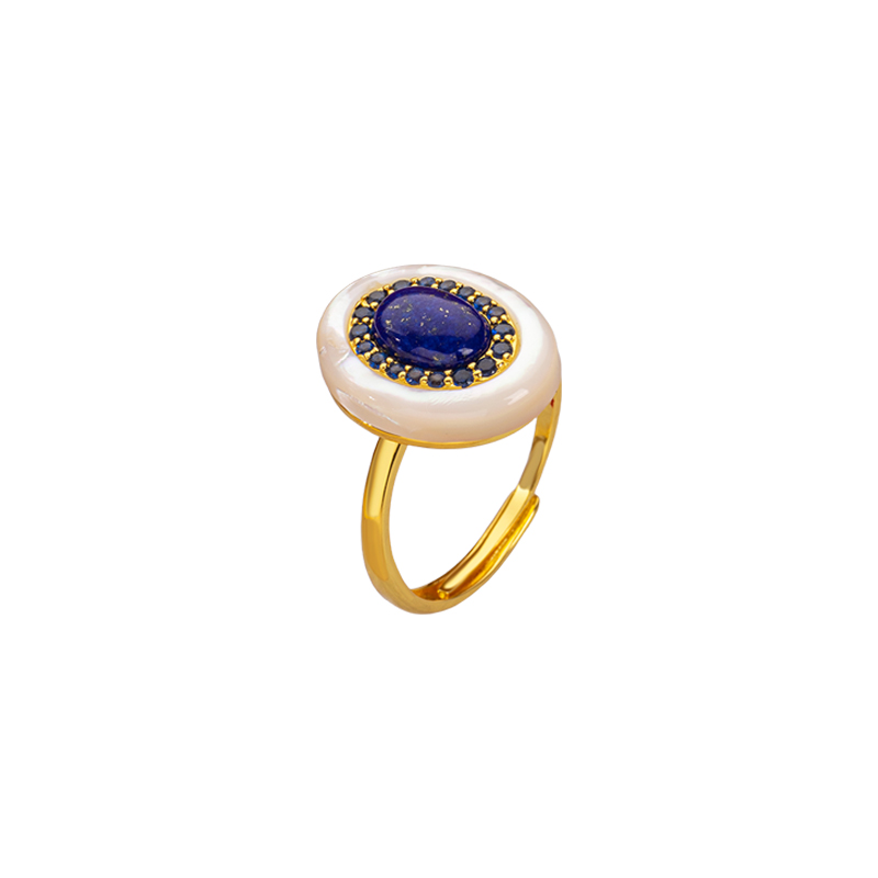 Oval Lapis Lazuli Open Ring - Vintage Elegant Band