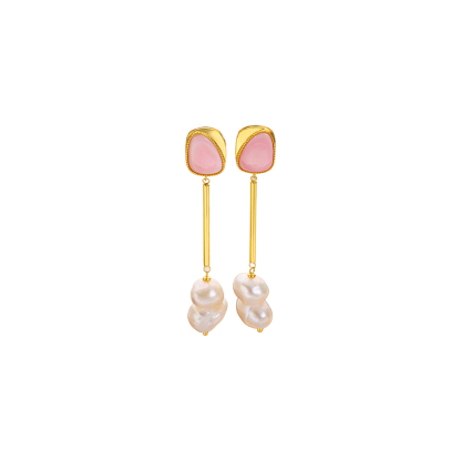 Queen Conch & Baroque Pearl Drop Earrings - Luxury Fringe Design
