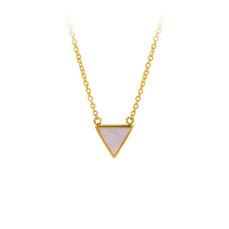 Dainty Triangle Mother of Pearl Necklace: French Minimalist