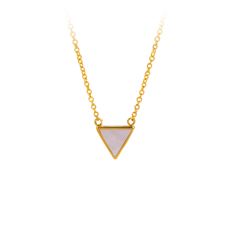 Dainty Triangle Mother of Pearl Necklace: French Minimalist