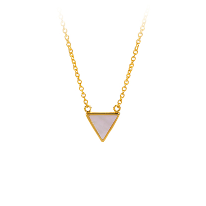 Dainty Triangle Mother of Pearl Necklace: French Minimalist