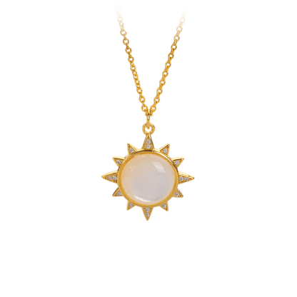 Designer Sun Pendant Necklace: Round MOP, Instagram Trendy