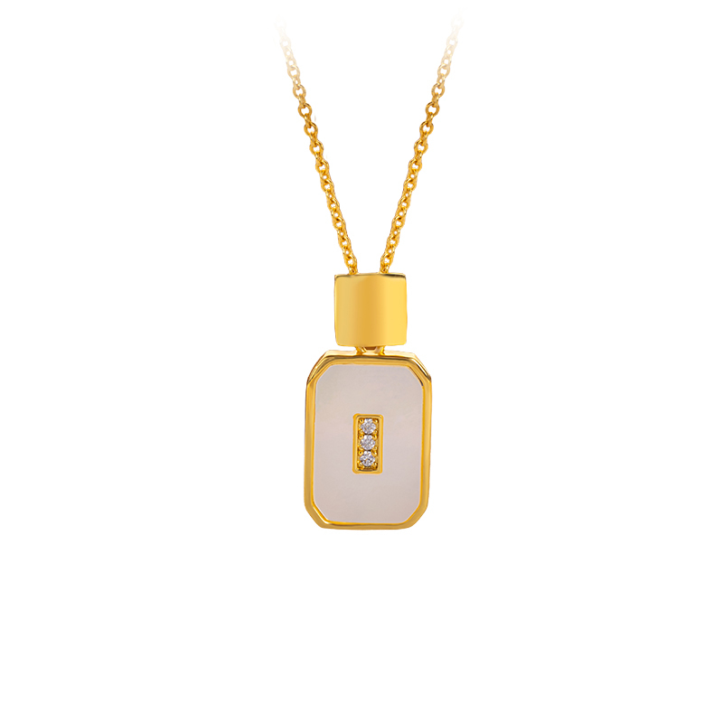 Korean Style Perfume Bottle Pendant: Square MOP Collar Necklace
