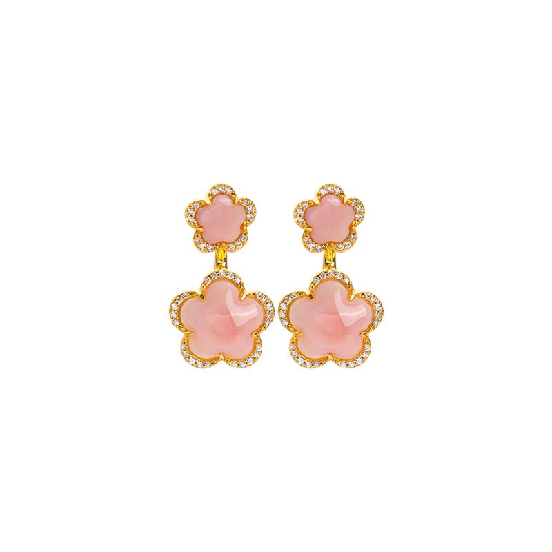 Pink Queen Conch Earrings | Designer Floral Statement Luxury