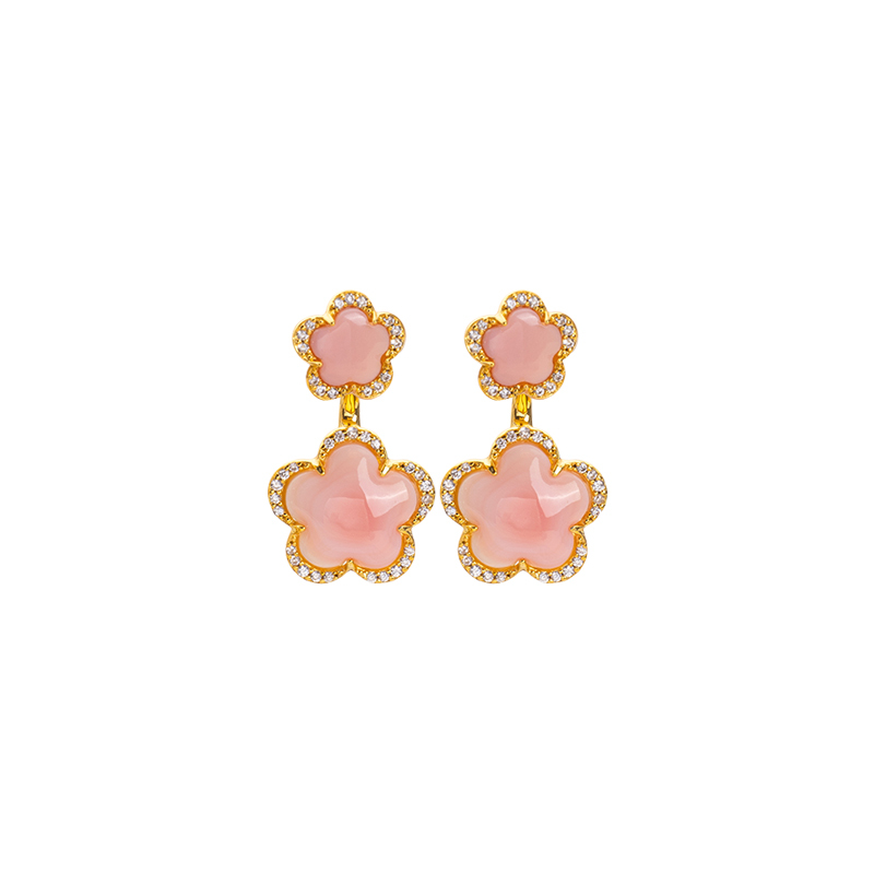 Pink Queen Conch Earrings | Designer Floral Statement Luxury
