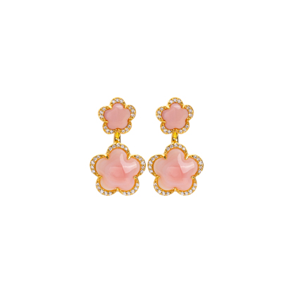 Pink Queen Conch Earrings | Designer Floral Statement Luxury