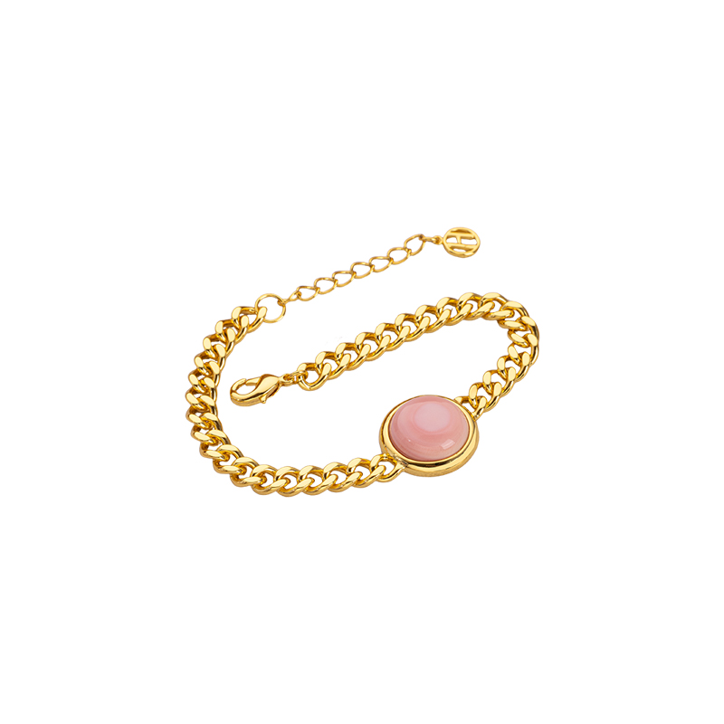 18K Gold Plated Cuban Chain Bracelet | Round Sweet Minimalist 