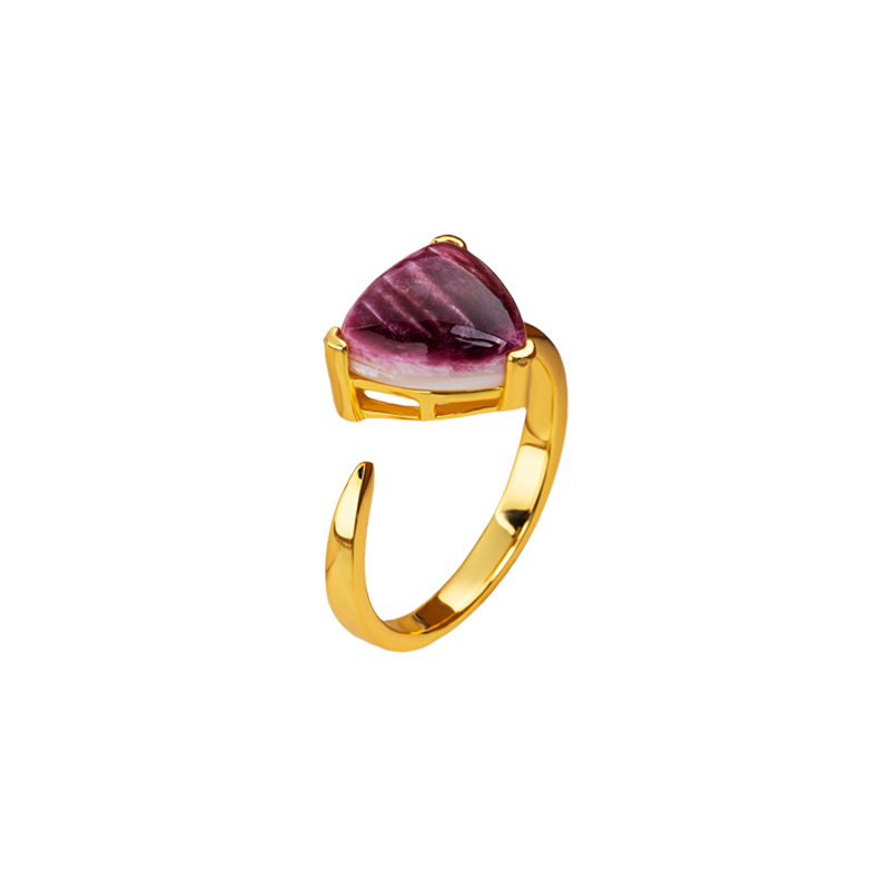 Natural Purple Spiny oyster Triangle Ring Fashion Elegant Purple Finger Ring