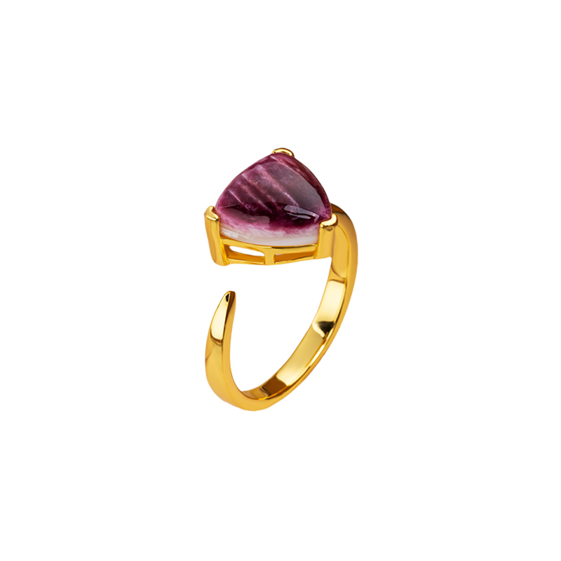 Natural Purple Spiny oyster Triangle Ring Fashion Elegant Purple Finger Ring