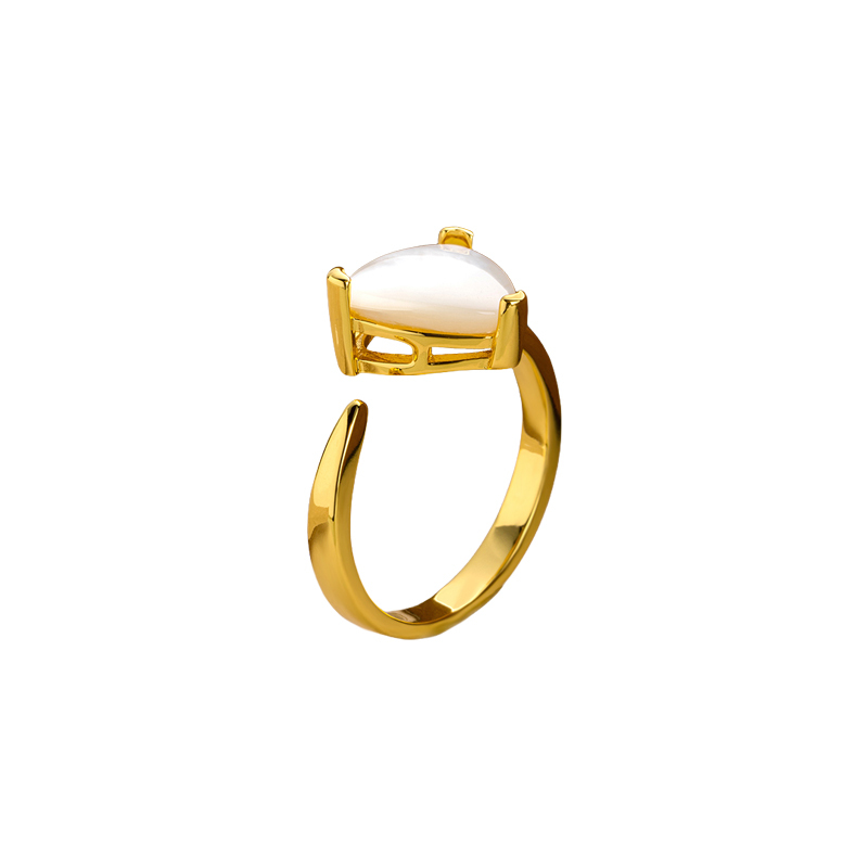 Iridescent MOP Triangle Ring - Modern Statement