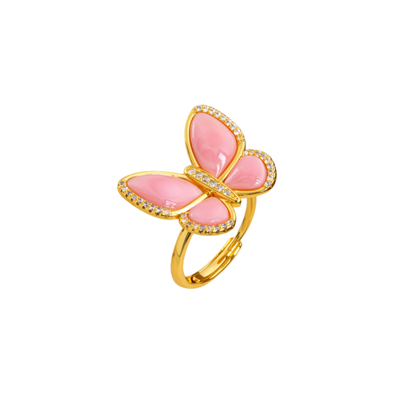 Elegant Queen Conch Butterfly Ring - Blush Pink, Sweet & Dainty