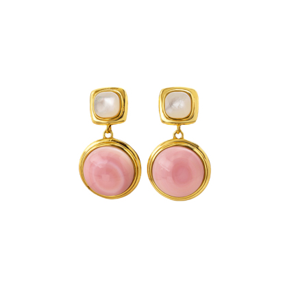 Artisan French Drops: Round Queen Conch, Square White MOP