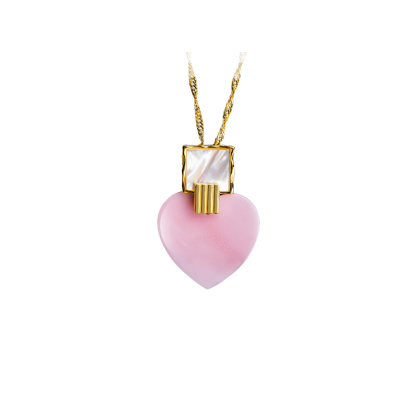 Pink Conch Love Necklace - Beachy Peach Charm, Effortless Sweet