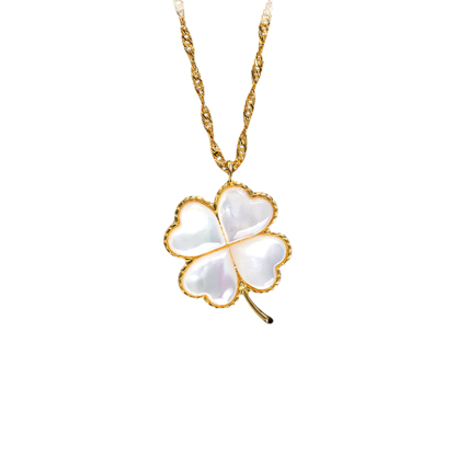 Glistening MOP Clover Necklace - Natural & Luxe Pendant