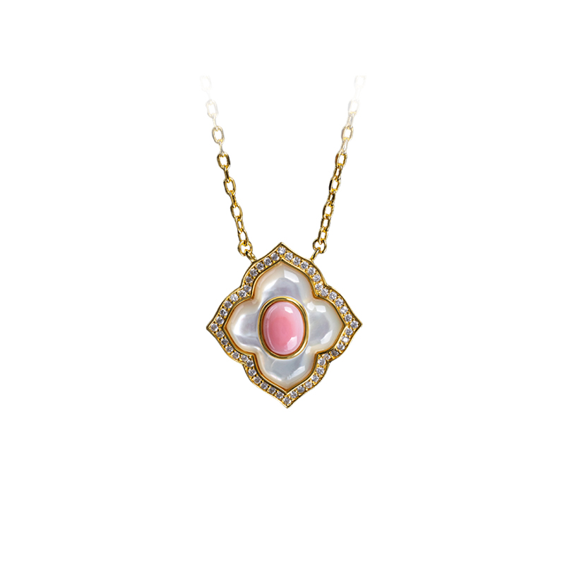 Enchanted Bloom Necklace - Conch & MOP Pendant, Divine Goddess Gift