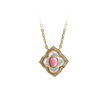 Enchanted Bloom Necklace - Conch & MOP Pendant, Divine Goddess Gift