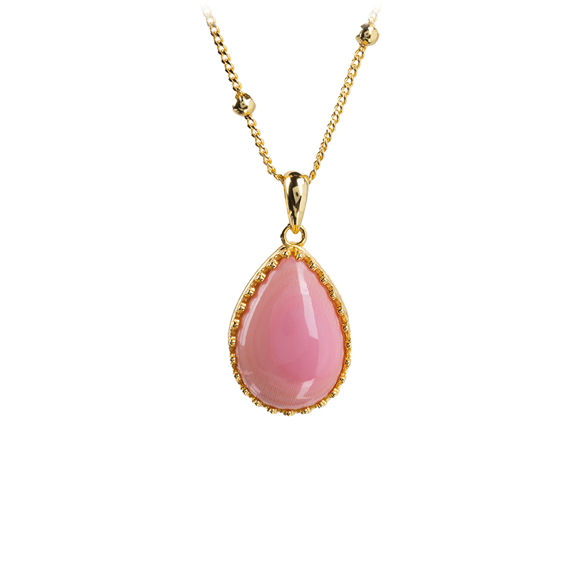Pink Conch Teardrop Necklace - Delicate & Girly, Nature's Treasure